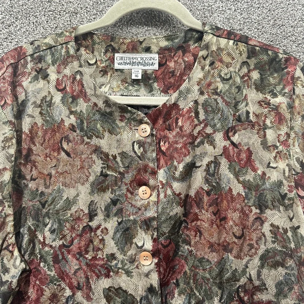 Vintage Cheltham Crossing Lightweight Jacket Womens 16 Floral‎ Button Up Cottage
